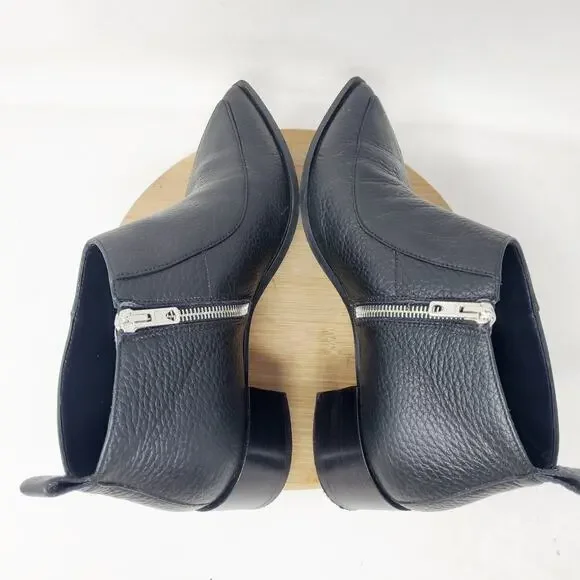 Everlane The Boss Bootie Womens 7 Black Leather Pebbled Pointed Toe Ankle Shoes - Picture 11 of 14